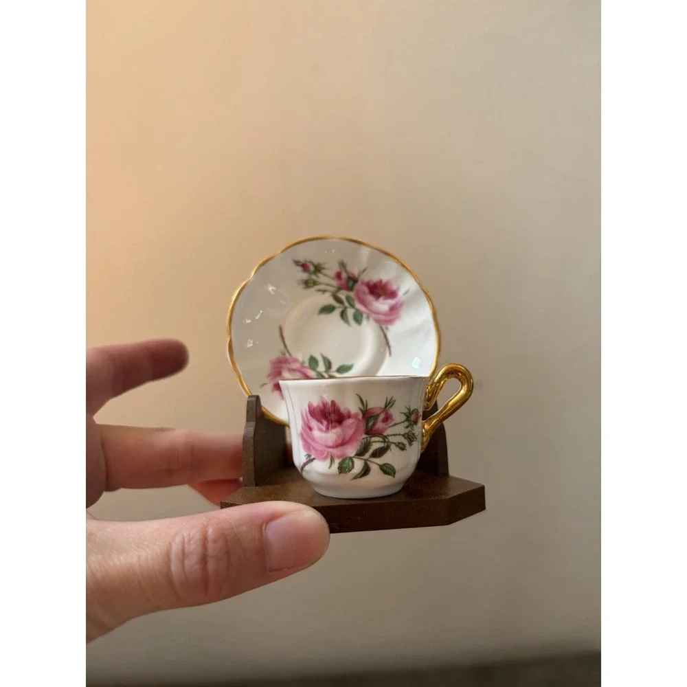 Bluebird Canada Fine Bone China Miniature Demitasse Cup & Saucer Roses Flowers